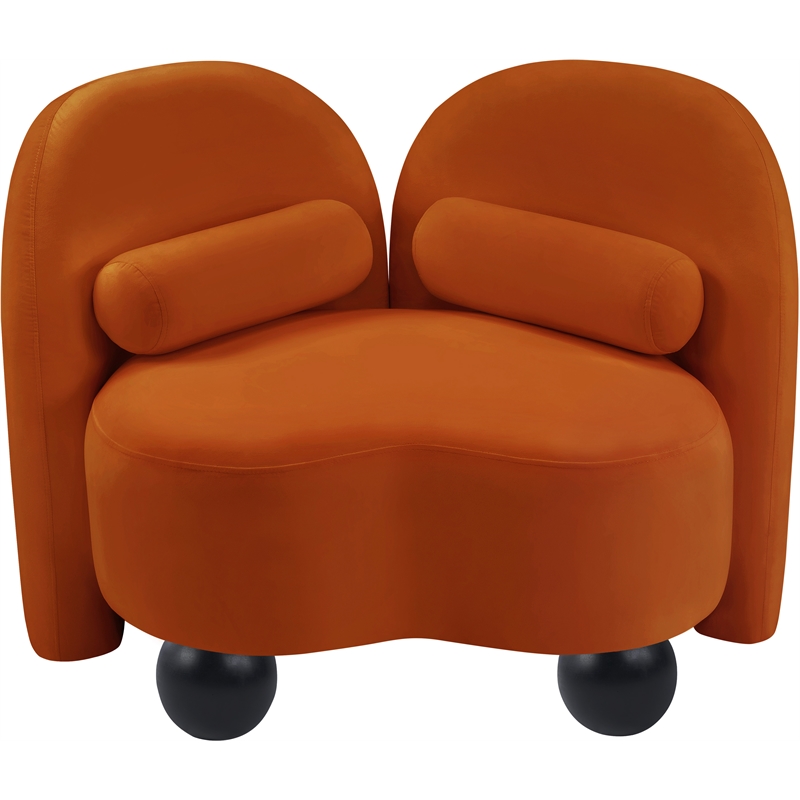 Bowery Hill Contemporary Solid Wood Frame Rich Cognac Durable Velvet Chair