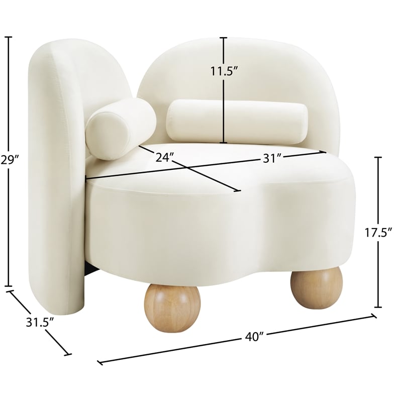 Bowery Hill Contemporary Solid Wood Frame Rich Cream Durable Velvet Chair