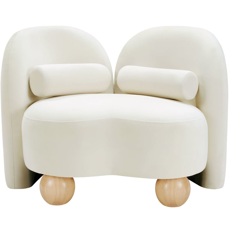 Bowery Hill Contemporary Solid Wood Frame Rich Cream Durable Velvet Chair