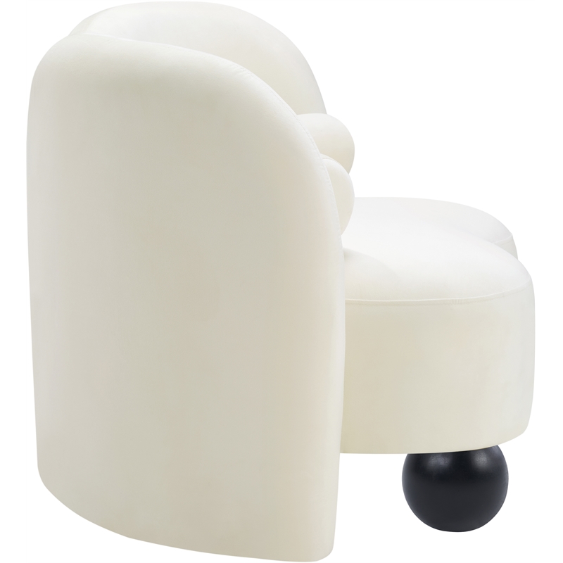 Bowery Hill Contemporary Solid Wood Frame Rich Cream Durable Velvet Chair