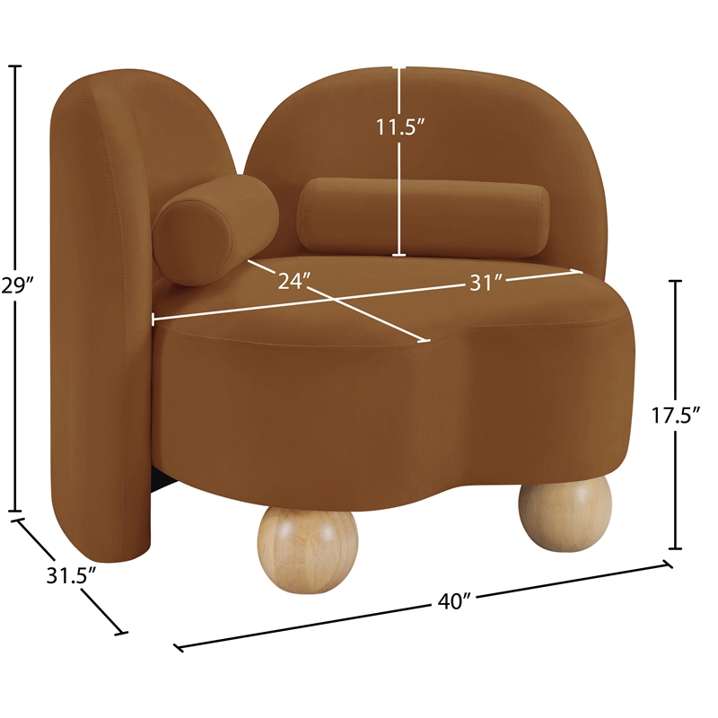 Bowery Hill Contemporary Solid Wood Frame Rich Saddle Durable Velvet Chair