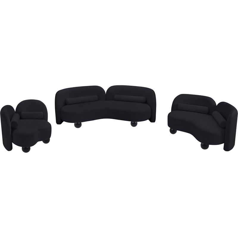 Bowery Hill Contemporary Solid Wood Frame Rich Black Durable Velvet Sofa