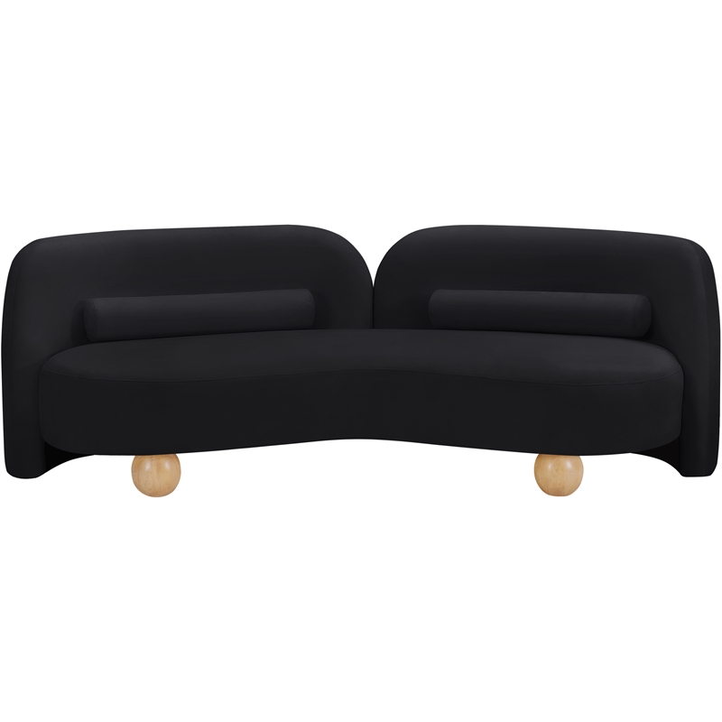 Bowery Hill Contemporary Solid Wood Frame Rich Black Durable Velvet Sofa