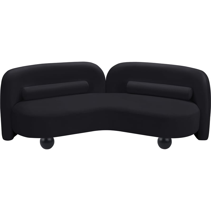 Bowery Hill Contemporary Solid Wood Frame Rich Black Durable Velvet Sofa