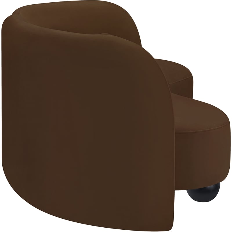 Bowery Hill Contemporary Solid Wood Frame Rich Brown Durable Velvet Sofa