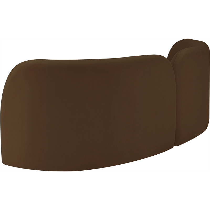 Bowery Hill Contemporary Solid Wood Frame Rich Brown Durable Velvet Sofa