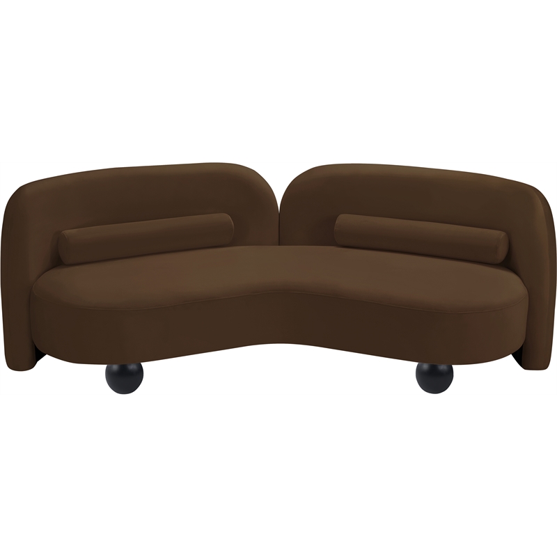 Bowery Hill Contemporary Solid Wood Frame Rich Brown Durable Velvet Sofa