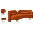 Bowery Hill Contemporary Solid Wood Frame Rich Cognac Durable Velvet Sofa