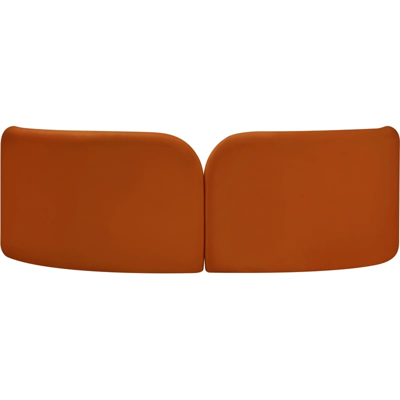 Bowery Hill Contemporary Solid Wood Frame Rich Cognac Durable Velvet Sofa