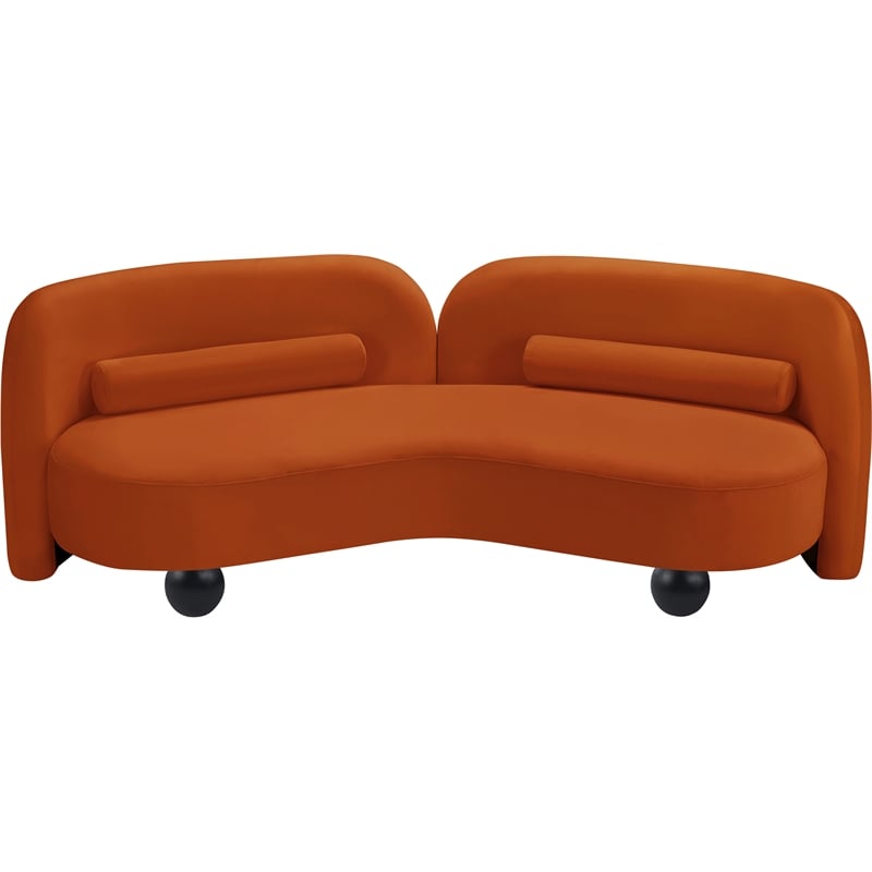 Bowery Hill Contemporary Solid Wood Frame Rich Cognac Durable Velvet Sofa