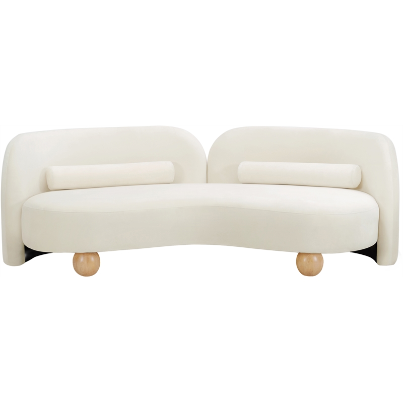 Bowery Hill Contemporary Solid Wood Frame Rich Cream Durable Velvet Sofa