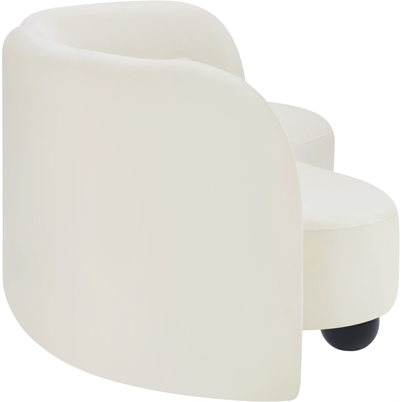 Bowery Hill Contemporary Solid Wood Frame Rich Cream Durable Velvet Sofa