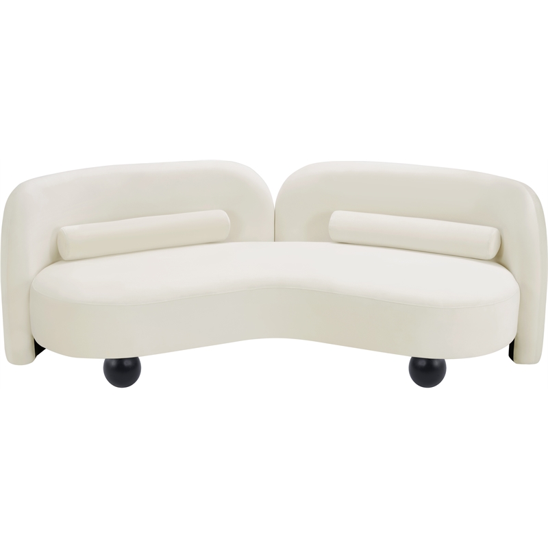 Bowery Hill Contemporary Solid Wood Frame Rich Cream Durable Velvet Sofa