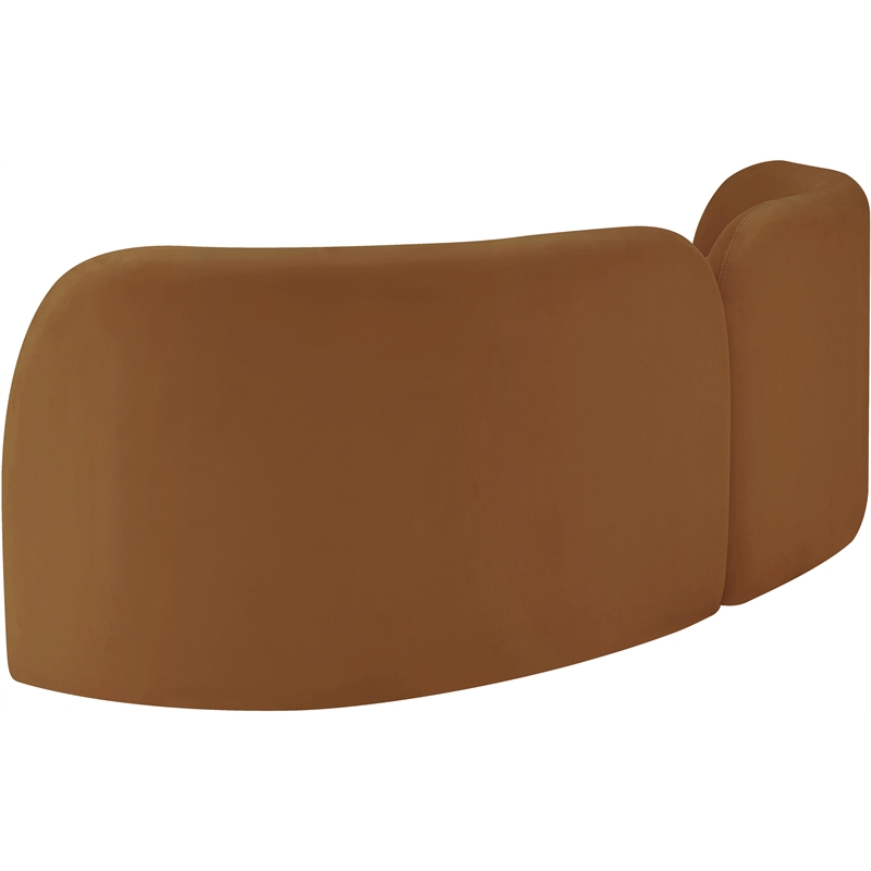 Bowery Hill Contemporary Solid Wood Frame Rich Saddle Durable Velvet Sofa