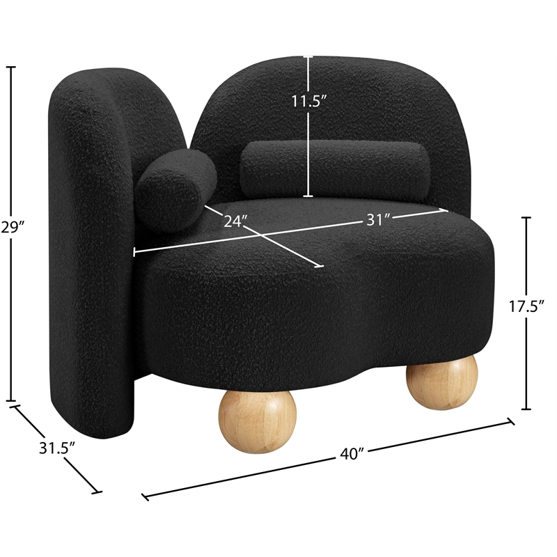 Bowery Hill Contemporary Solid Wood Frame Rich Black Boucle Fabric Chair