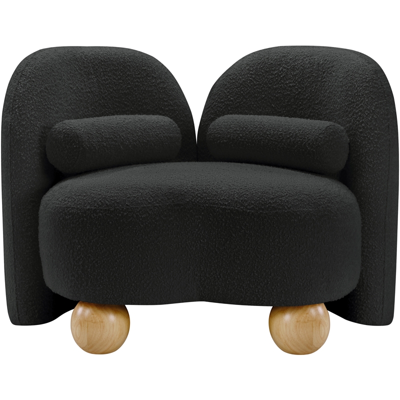 Bowery Hill Contemporary Solid Wood Frame Rich Black Boucle Fabric Chair