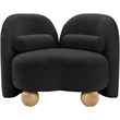 Bowery Hill Contemporary Solid Wood Frame Rich Black Boucle Fabric Chair