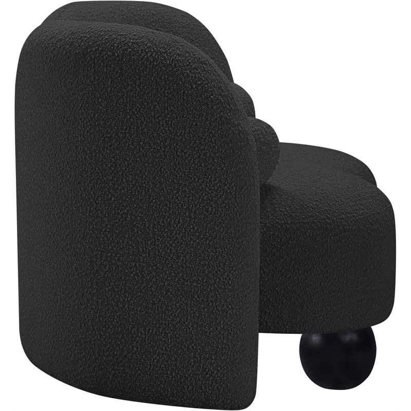 Bowery Hill Contemporary Solid Wood Frame Rich Black Boucle Fabric Chair
