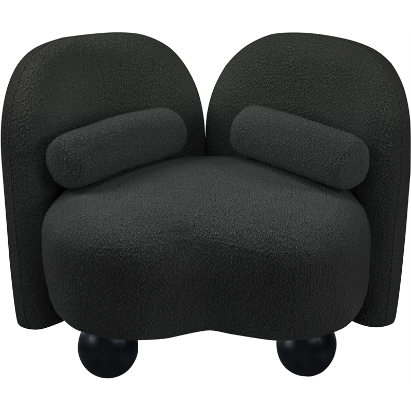 Bowery Hill Contemporary Solid Wood Frame Rich Black Boucle Fabric Chair