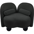 Bowery Hill Contemporary Solid Wood Frame Rich Black Boucle Fabric Chair