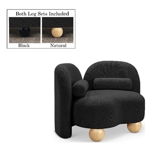Bowery Hill Contemporary Solid Wood Frame Rich Black Boucle Fabric Chair
