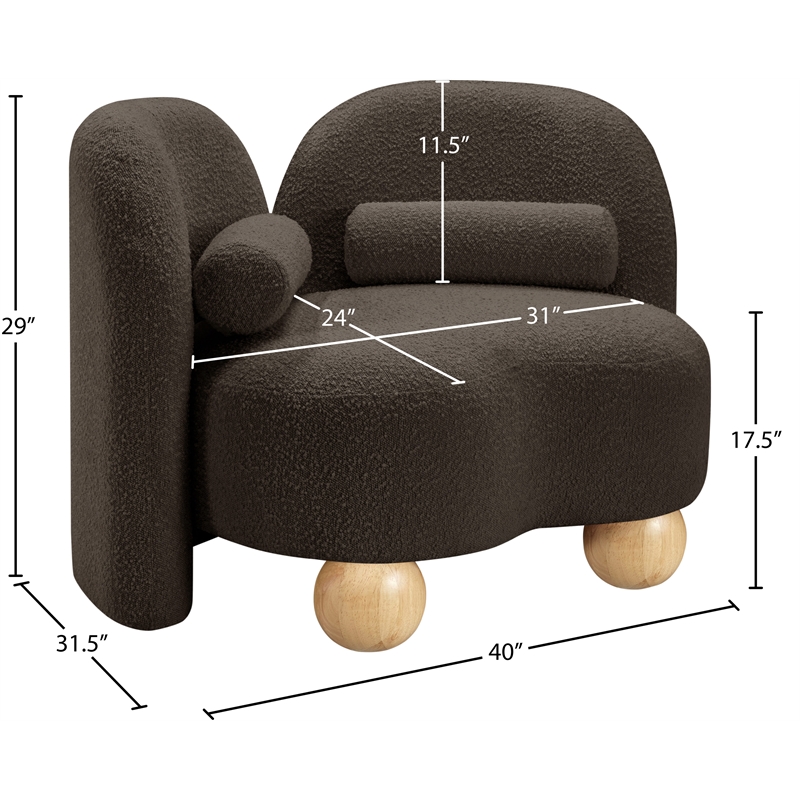 Bowery Hill Contemporary Solid Wood Frame Rich Brown Boucle Fabric Chair