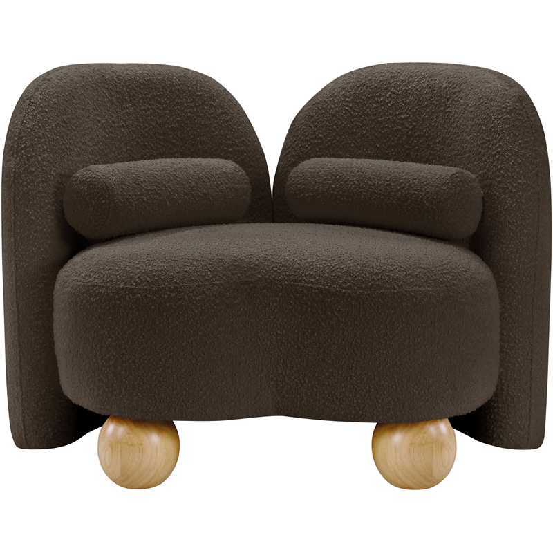 Bowery Hill Contemporary Solid Wood Frame Rich Brown Boucle Fabric Chair