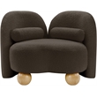 Bowery Hill Contemporary Solid Wood Frame Rich Brown Boucle Fabric Chair