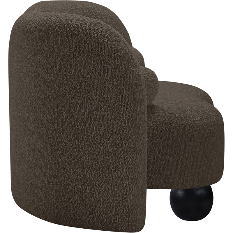 Bowery Hill Contemporary Solid Wood Frame Rich Brown Boucle Fabric Chair
