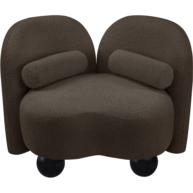 Bowery Hill Contemporary Solid Wood Frame Rich Brown Boucle Fabric Chair