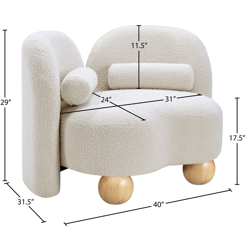 Bowery Hill Contemporary Solid Wood Frame Rich Cream Boucle Fabric Chair