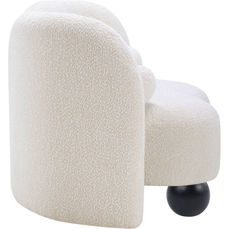 Bowery Hill Contemporary Solid Wood Frame Rich Cream Boucle Fabric Chair