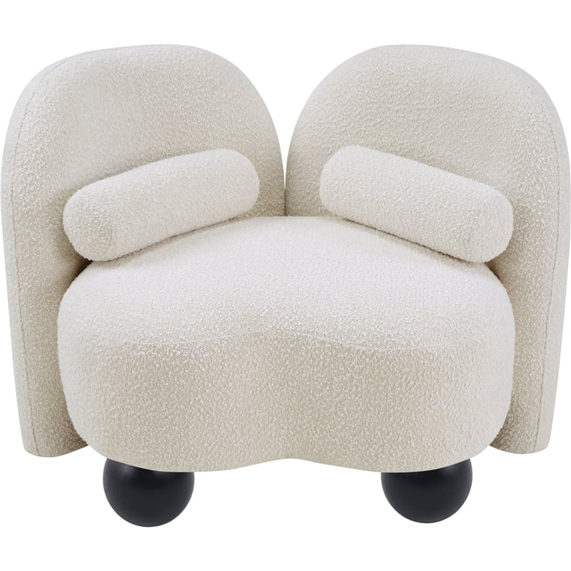 Bowery Hill Contemporary Solid Wood Frame Rich Cream Boucle Fabric Chair