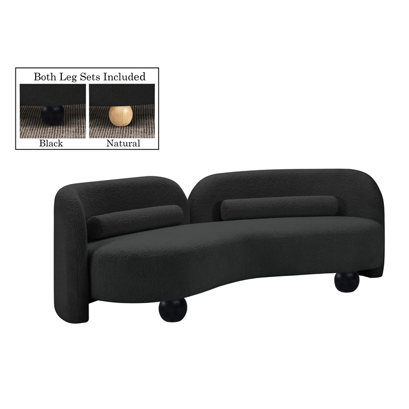 Bowery Hill Contemporary Solid Wood Frame Rich Black Boucle Fabric Sofa