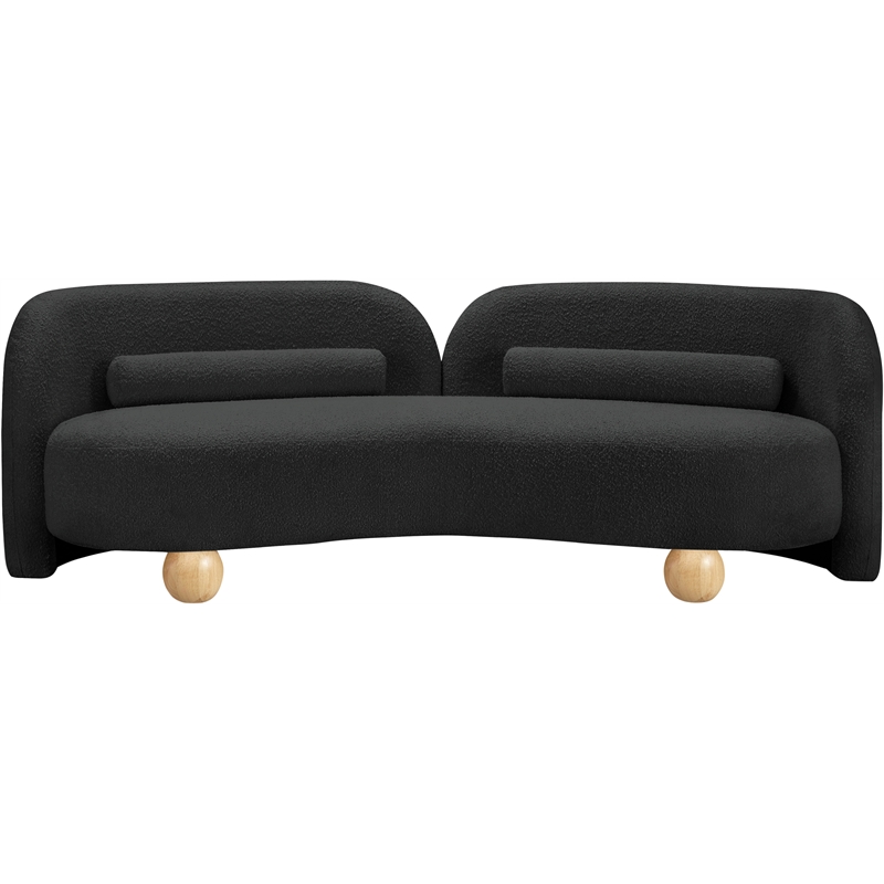 Bowery Hill Contemporary Solid Wood Frame Rich Black Boucle Fabric Sofa