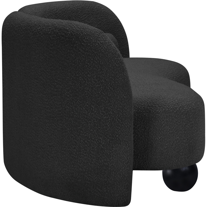 Bowery Hill Contemporary Solid Wood Frame Rich Black Boucle Fabric Sofa
