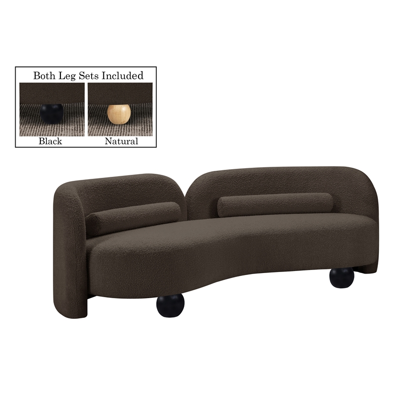 Bowery Hill Contemporary Solid Wood Frame Rich Brown Boucle Fabric Sofa
