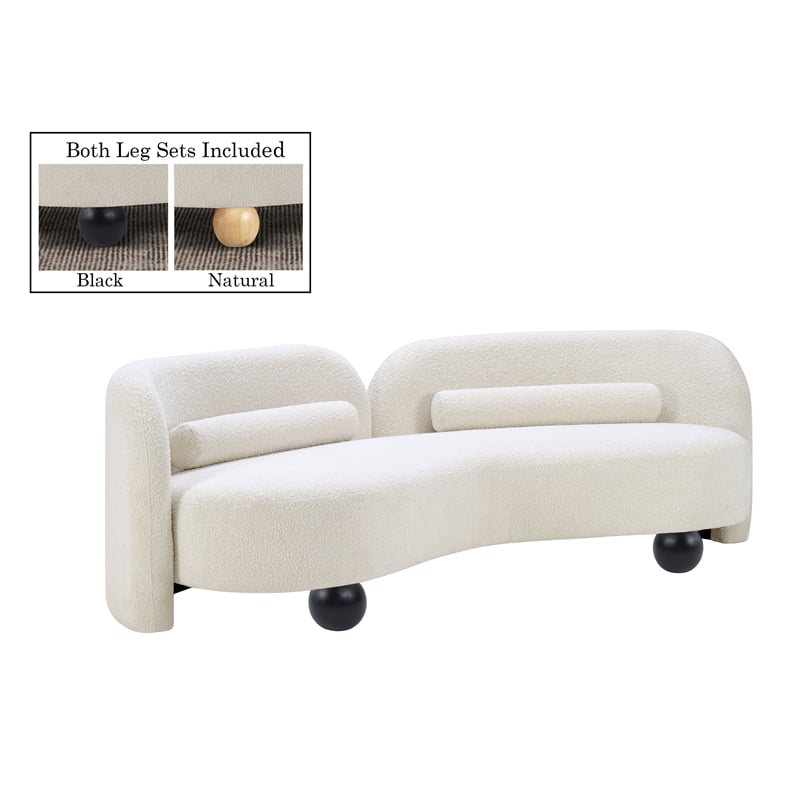 Bowery Hill Contemporary Solid Wood Frame Rich Cream Boucle Fabric Sofa