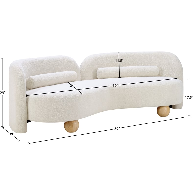 Bowery Hill Contemporary Solid Wood Frame Rich Cream Boucle Fabric Sofa