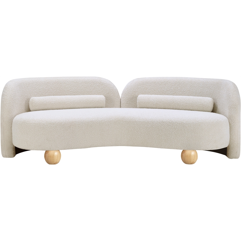 Bowery Hill Contemporary Solid Wood Frame Rich Cream Boucle Fabric Sofa