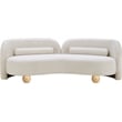 Bowery Hill Contemporary Solid Wood Frame Rich Cream Boucle Fabric Sofa