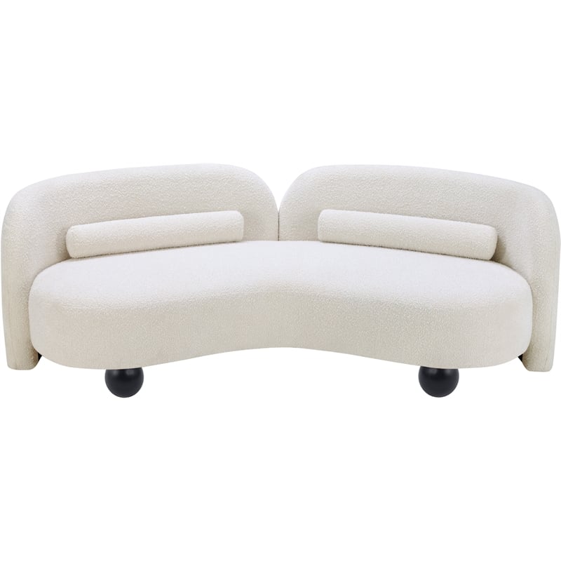 Bowery Hill Contemporary Solid Wood Frame Rich Cream Boucle Fabric Sofa