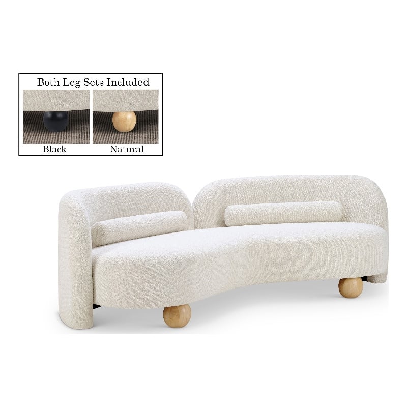 Bowery Hill Contemporary Solid Wood Frame Rich Cream Boucle Fabric Sofa