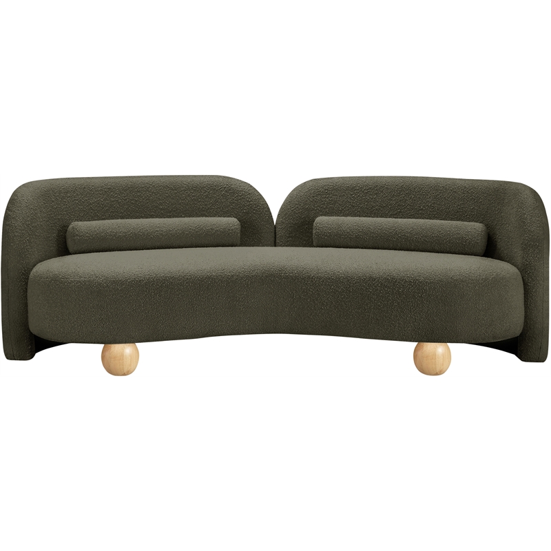 Bowery Hill Contemporary Solid Wood Frame Rich Olive Boucle Fabric Sofa