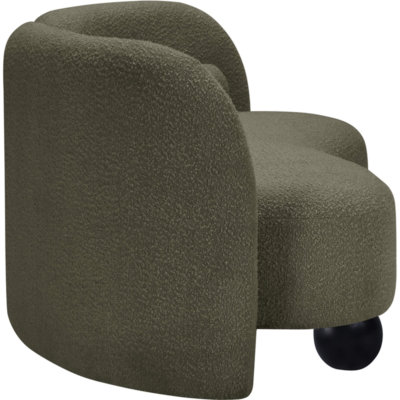 Bowery Hill Contemporary Solid Wood Frame Rich Olive Boucle Fabric Sofa