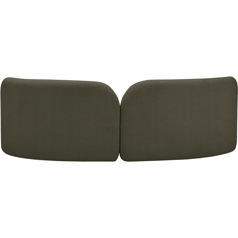 Bowery Hill Contemporary Solid Wood Frame Rich Olive Boucle Fabric Sofa
