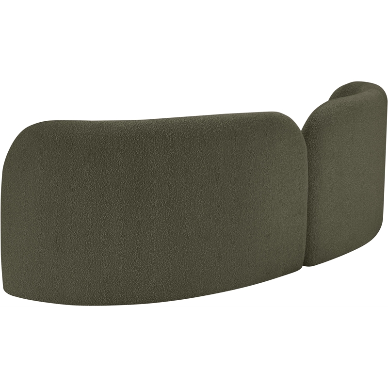 Bowery Hill Contemporary Solid Wood Frame Rich Olive Boucle Fabric Sofa