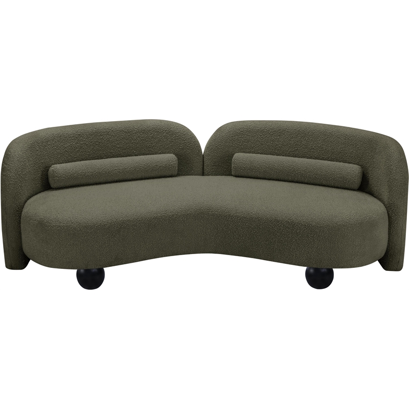 Bowery Hill Contemporary Solid Wood Frame Rich Olive Boucle Fabric Sofa