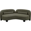 Bowery Hill Contemporary Solid Wood Frame Rich Olive Boucle Fabric Sofa