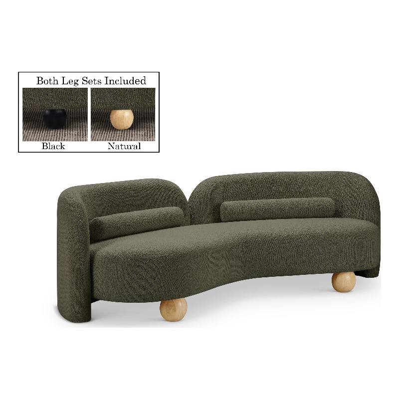 Bowery Hill Contemporary Solid Wood Frame Rich Olive Boucle Fabric Sofa